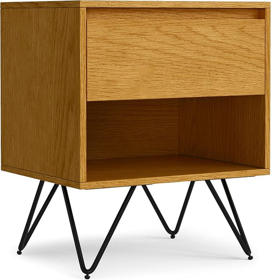 SIMPLIHOME Hunter 20 inch Wide Industrial Nightstand in Oak for the Living Room and Bedroom