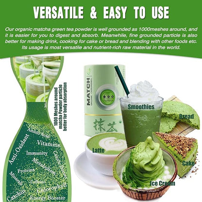 EFOOFAN Ceremonial Grade Matcha Green Tea Powder- (113g/4oz) - USDA/JAS/EC Certified Organic Matcha Lette, Pure Natural and Unsweetened, Chinese Premium Macha