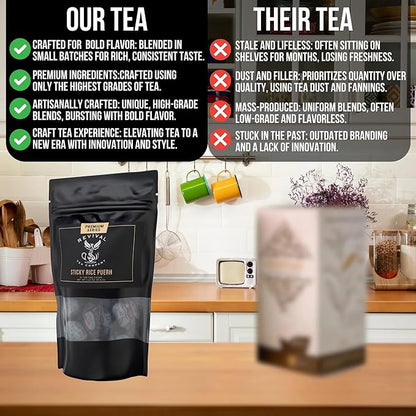 Revival Tea Company Sticky Rice Pu-erh Tea - Puer Tea Cakes Scented with Herb Nuo Mi Xiang - 15 Tuo Cha Cakes