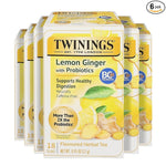 Load image into Gallery viewer, Twinings Superblends Probiotics+ Lemon &amp; Ginger Flavoured Herbal Tea with Turmeric, Naturally Caffeine-Free, 18 Tea Bags (Pack of 6), Enjoy Hot or Iced, 108 Teabags