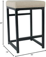 Load image into Gallery viewer, HomePop Home Decor | Modern 24-Inch Counter Stool | Backless Metal Frame Bar Stools Counter Height | Decorative Home Furniture, Natural