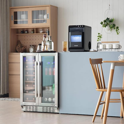 Newair Nugget Ice Maker Countertop, 44 lbs in 24 Hours Ice Machine Nugget, Self Cleaning Ice Maker in Black Stainless Steel, Perfect for Home Bar, Kitchen Countertop, RV, Home Office