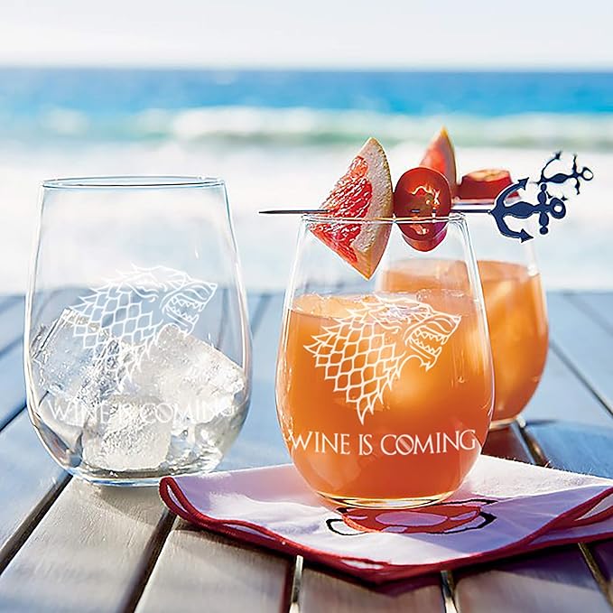 "Wine is Coming" Stemless Wine Glass - Perfect Christmas Gift for The Game of Thrones Fan