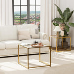 Load image into Gallery viewer, VILAWLENCE Coffee Table Set of 2, Modern Gold Glass Side Table, Metal Frame Square End Table, Center Tables, Nesting Coffee Table for Living Room, Bedroom and Small Spaces, 23.6in
