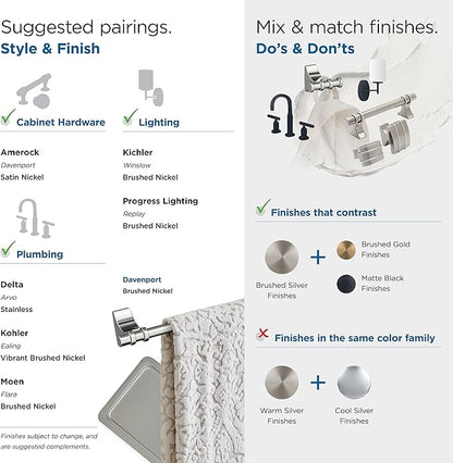 Amerock | Brushed Nickel | Davenport |Towel Bar | 18 inch (457 mm) | 3 Piece | Bathroom Accessories Set