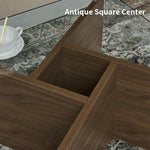 Load image into Gallery viewer, 31.5" Glass Coffee Table, MDF Mid-Century Modern Square Coffee Table with Tempered Glass Top, Square Center Tables for Small Space Living Room Office Apartment, Walnut