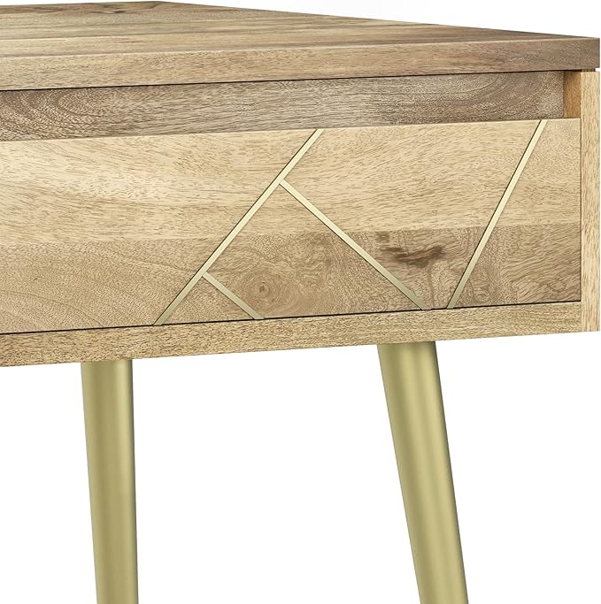 SIMPLIHOME Jager Mid Century - Contemporary 22 inch Wide Metal Side Table in Natural for the Living Room and Bedroom