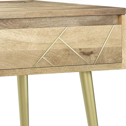 SIMPLIHOME Jager Mid Century - Contemporary 22 inch Wide Metal Side Table in Natural for the Living Room and Bedroom