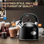 Load image into Gallery viewer, SUSTEAS Tea Kettle - 3.17QT Whistling Kettle with Ergonomic Handle - Premium Stainless Steel Tea Pots for Stove Top, Chic Vintage Teapot with Composite Base, Work for All Stovetops (Black)
