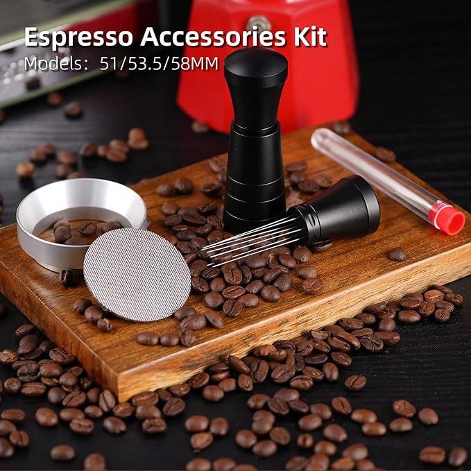 51mm WDT Tool Espresso Accessories Kit,GdHaHSP Dosing Funnel and Puck Screen Set,Espresso Stirrer Distribution Tool,Espresso Whisk for espresso tools