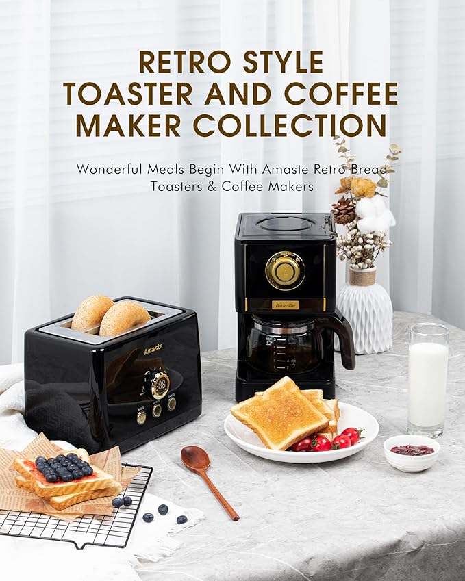2 Slice Toaster, Retro Bread Toaster with LED Display, Extra Wide Slots Toasters with 6 Bread Shade Settings, Bagel, Cancel, Defrost Function, Stainless Steel with High Lift Lever, Removal Crumb Tray