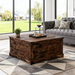 Load image into Gallery viewer, Coffee Table with Storage, 31.5" W Farmhouse Lift Top Wood Square Center Table with Charging Station, Rustic Cocktail Tables with Flip Top Lids for Living Room, Home Office, Rustic Brown