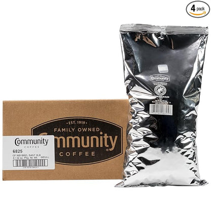 Community Coffee Private Reserve Brazil Santos Bourbon Whole Bean Coffee, Medium-Dark Roast, 32 Ounce Bag (Pack of 4)