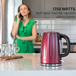 Load image into Gallery viewer, OVENTE Electric Kettle, 1.7L Stainless Steel Fast Boiling Water Heater with 1750W Power, BPA Free &amp; Cordless Body, Auto Shut-Off, Boil-Dry Protection, Indicator Light &amp; Removable Filter, Maroon KS711M