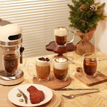 Load image into Gallery viewer, CNGLASS 12oz Double Walled Glass Coffee Mugs,Insulated Glass Mugs with Handle,Clear Espresso Cups for Latte,Cappuccino,Tea Bag,Set of 2