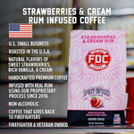 Load image into Gallery viewer, Fire Department Coffee - Gives Back to Firefighters - Strawberries &amp; Cream Rum Infused Ground Coffee - Medium Roast - Non-Alcoholic - Roasted in the USA - Veteran Owned - 12 oz