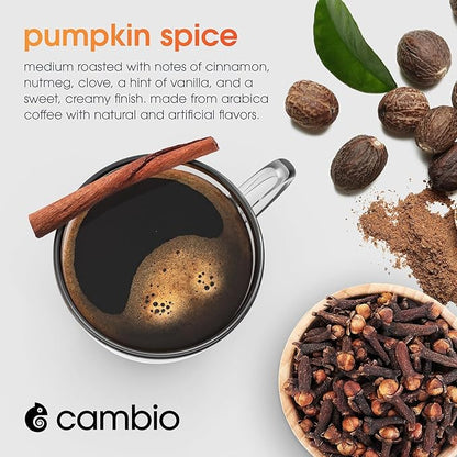 CAMBIO ROASTERS Pumpkin Spice Coffee Pods – Small Batch Medium Roast 100% Arabica Coffee Pod, Recyclable in Aluminum Pods – Keurig-Compatible, 10 Count