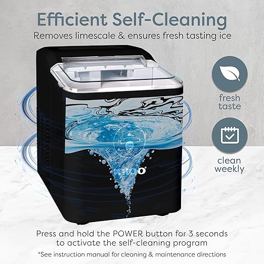 Igloo Countertop Nugget Ice Maker, Produces 30 Pounds Daily First Batch in 8 Minutes, 1.75-Capacity Removable Basket and 1.5-Quart Water Tank, Automatic Cleaning, Black