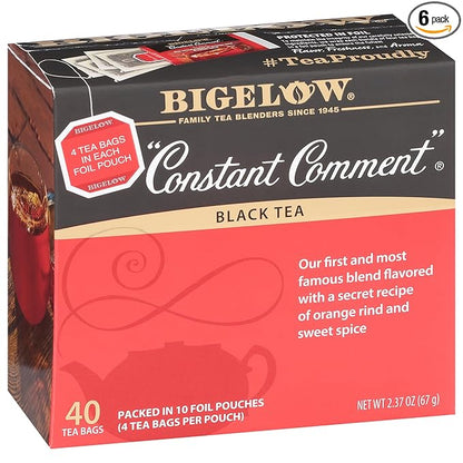 Bigelow Tea Constant Comment Caffeinated Black Tea Bags, 40 Count, Pack of 6