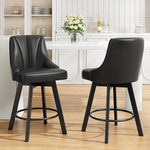 Load image into Gallery viewer, Swivel Bar Stools with Backs, 24" Counter Height Bar Stools Set of 2, PU Leather Upholstered Counter Barstools with Solid Wood Legs for Kitchen Island, Home Bar, Black