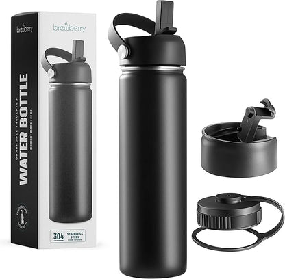 Stainless Steel Insulated Water Bottle and Travel Mug for Hot and Cold Beverages, Wide Mouth, Double Wall Insulated Hydration Sports Water Bottle for Hiking, Biking, Outdoor, 22 OZ BPA Free