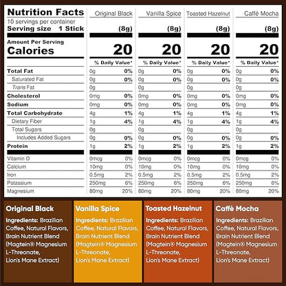 IQJOE Mushroom Coffee Packets (40 Servings) Lion’s Mane, Magtein Magnesium, Antioxidants, Adaptogens - Variety Pack - Instant Coffee for Focus, Clarity, Mood, Energy Boost - Sugar Free, Keto, Vegan