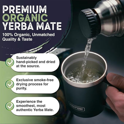 MADFLOW Yerba Mate Tea Bags (100 Mate Tea Bags). Organic & Unsmoked. Resealable Packaging. Alternative to Yerba Mate Loose Leaf.