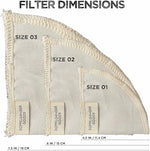 Load image into Gallery viewer, (2-Pack) Reusable Organic Cotton Pour Over Cone Filters for Hario V60, Chemex, Kalita and Origami Style Filters — Pourover Coffee Filter Maker Cup Ceramic, Glass, Plastic Dripper (Size 02, 2-4 Cups)
