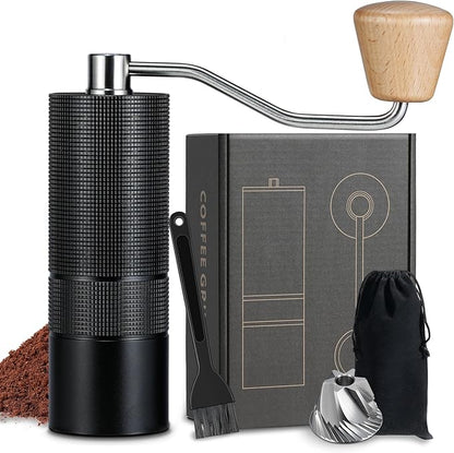 Manual Coffee Grinder, 420 Stainless Steel Conical Burr Hand Coffee Bean Grinder, Adjustable Grind Setting For Espresso, Pour Over, French Press (Black)