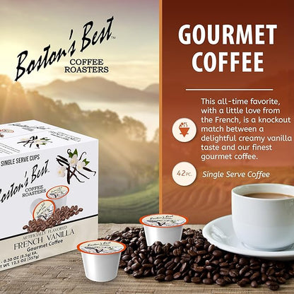 Boston’s Best – French Vanilla Flavored – Medium Roast – Single Serve Coffee Pods, Compatible with Keurig Brewers – 42 Pods