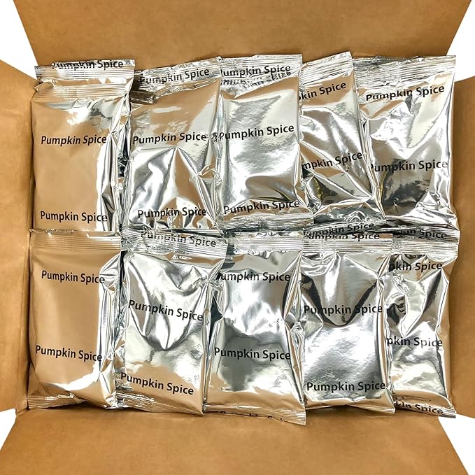 Sarasota Coffee Ground Packets | Gourmet Flavored Medium Roast Bulk Coffee Packs | Pumpkin Spice | Low Acid Mold Free Singles Individual Pouches for 12 Cup Coffee Maker | 2 Ounce Bags, 36 Count