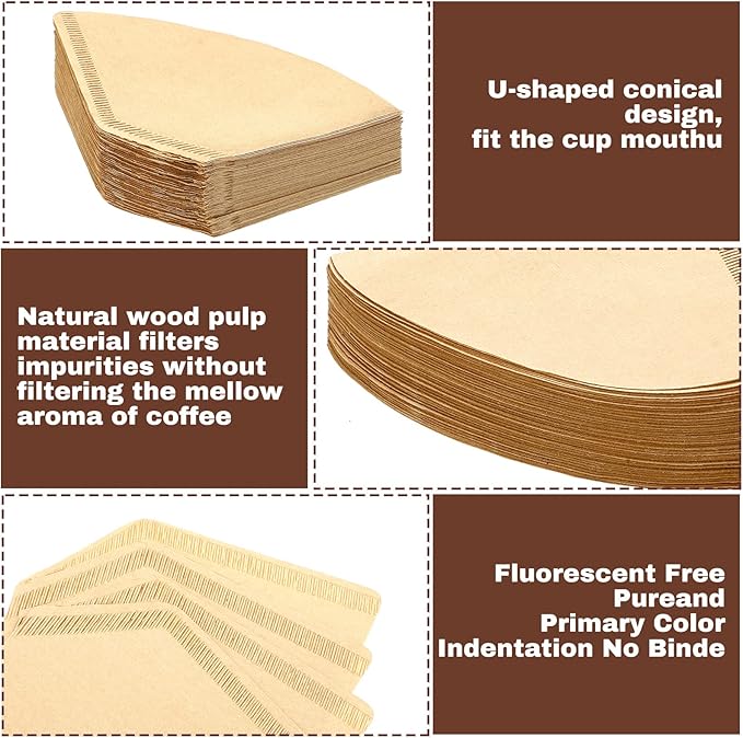 Teling 1200 Count Coffee Filter #2,cone Filters Bulk Disposable Natural Paper 2-4 Cup,natural Paper Unbleached Coffee Accessories for Pour over and Drip Maker