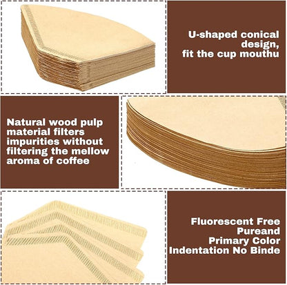 Teling 1200 Count Coffee Filter #2,cone Filters Bulk Disposable Natural Paper 2-4 Cup,natural Paper Unbleached Coffee Accessories for Pour over and Drip Maker
