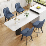 Load image into Gallery viewer, Swivel Bar Stools with Backs, 24" Counter Height Bar Stools Set of 2, Fabric Upholstered Counter Barstools with Solid Wood Legs for Kitchen Island, Home Bar, Blue