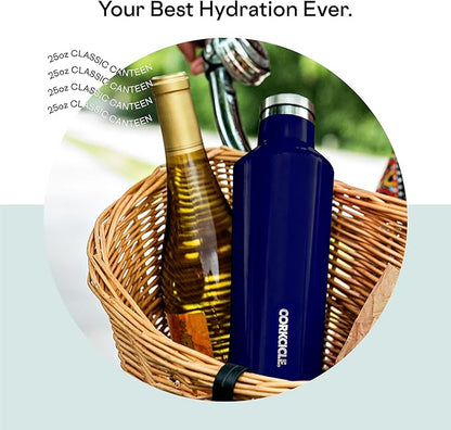 Corkcicle Classic Canteen Insulated Tumbler, Gloss Powder Blue, 25 oz – Reusable Water Bottle Keeps Beverages Cold for 25 Hours & Hot 12 Hours – Cupholder Friendly Tumbler with Screw-On Cap