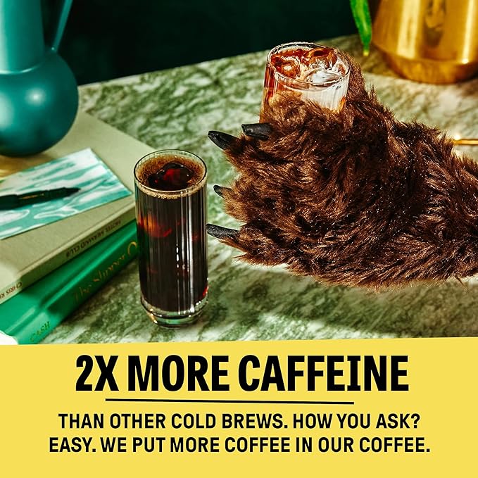 Wandering Bear Straight Black Organic Cold Brew Coffee On Tap, 128 fl oz (1 gallon) - Extra Strong, Bold, Smooth, Unsweetened, Shelf-Stable, Ready to Drink, 100% Organic Iced Cold Brewed Coffee Drinks