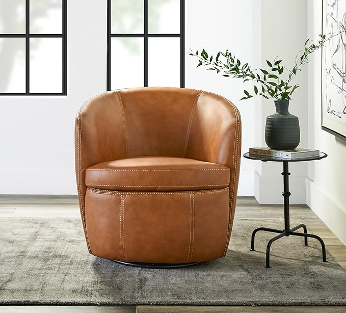Parker Living Barolo - Vintage Caramel All Italian Leather Swivel Club Chair