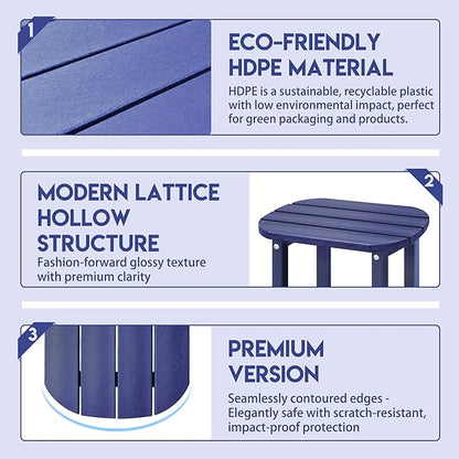 LZRS Outdoor Side Table - 2-Tier Adirondack HDPE Patio End Table for Pool, Porch,Balcony & Backyard,Weather Resistance for Indoor and Outdoor use(Navy Blue)