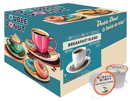 Double Donut Coffee Breakfast Blend Coffee Pods, Light Roast Coffee in Recyclable Single-Serve Pods for Keurig K Cups Brewer Machines, 72 Count Bulk Pack, original version