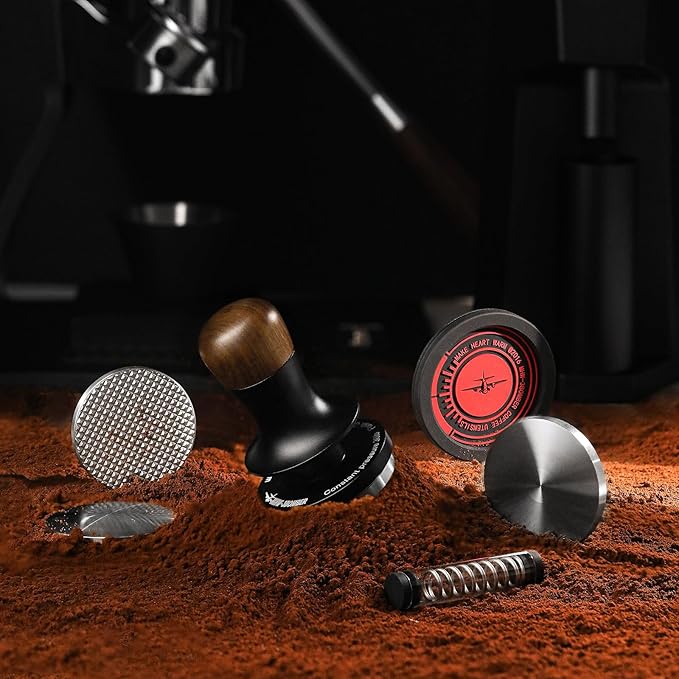 MHW-3BOMBER 58.35mm Calibrated Espresso Tamper 30lbs with Sound Feedback Espresso Tamper Set Comes with Three Additional Bases and A Replacement 20lbs Spring T6175T-OS