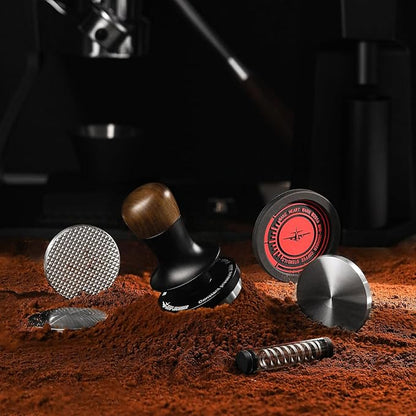 MHW-3BOMBER 58.35mm Calibrated Espresso Tamper 30lbs with Sound Feedback Espresso Tamper Set Comes with Three Additional Bases and A Replacement 20lbs Spring T6175T-OS