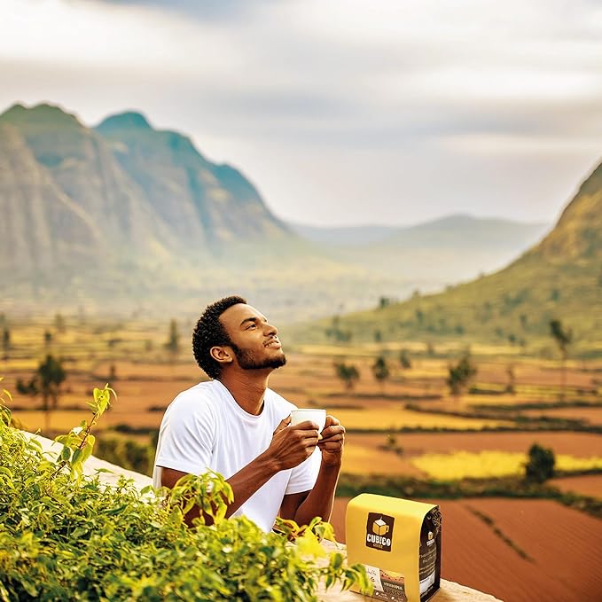 Ethiopian Yirgacheffe Coffee, Ground Coffee, Premium Ethiopia Yirgacheffe Single Origin Fresh Roasted Ground Coffee | Cubico Coffee | 12 Ounce Bag