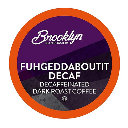 Brooklyn Beans Coffee Pods, Fuhgeddaboutit Decaf - Compatible with Keurig K Cup Brewers Including 2.0 Coffee Makers, 40 Count, Bold and Rich
