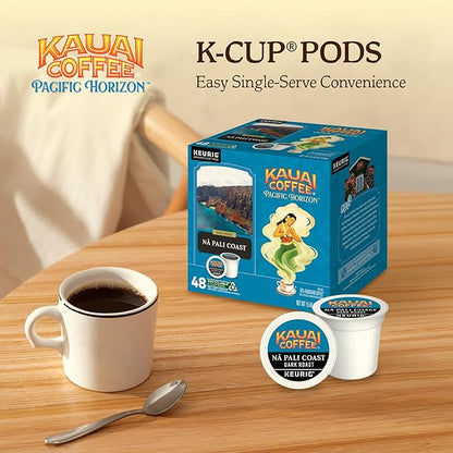 Kauai Coffee K-Cup Pods for Keurig Brewers – Arabica Coffee, 10% Hawaiian – Dark Roast, Nutty with Sweet Chocolate Overtones – Na Pali Coast, 1 Pack of 48 Single Serve K-Cups
