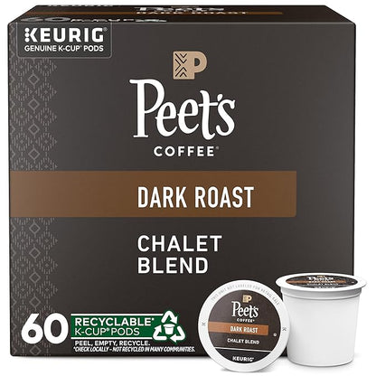 Peet's Coffee, Dark Roast Keurig K-Cup Pods - Chalet Blend 60 Count (1 Box of 60 K-Cup Pods)