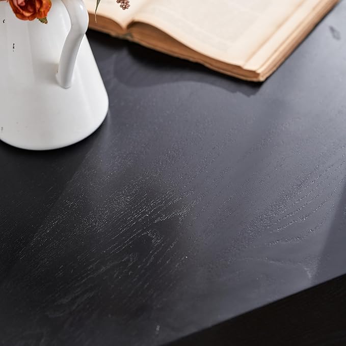 36.61" Modern Drum Coffee Table with Hidden Storage, Farmhouse Coffee Table, Retro Round Coffee Table for Living Room, Office, Black