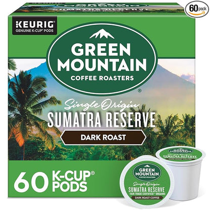 Green Mountain Coffee Roasters Sumatra Reserve, Keurig Single Serve K-Cup Pods, Dark Roast Coffee, 60 Count, (6 Packs of 10)