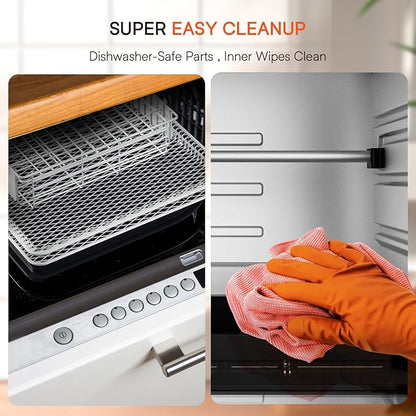 Nuwave Brio 15.5Qt 10-IN-1 Air Fryer Rotisserie Oven, XL Family Size, Even & Crisp AirFry, Reheat, Roast, Dehydrate for Quick Meals, 50°-425°F Control, 100 Presets & 50 Memory, Dishwasher-Safe, 1800W