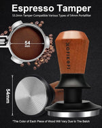Load image into Gallery viewer, 53.3mm Espresso Tamper, Coffee Tamper with Stainless Steel Ripple Base, Barista Espresso Coffee Tamper with 30lbs Spring Loaded and Rosewood Handle Fits for Breville Series 54mm Portafilter