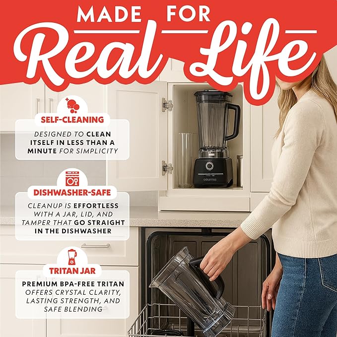 Gourmia Heavy Duty Countertop Blender – 2L BPA-Free Pitcher, 1500W High-Speed Motor, 45,000 RPM, 4 Presets, Variable Speed Dial, Built-In Tamper, Dishwasher-Safe Parts, Stainless Steel